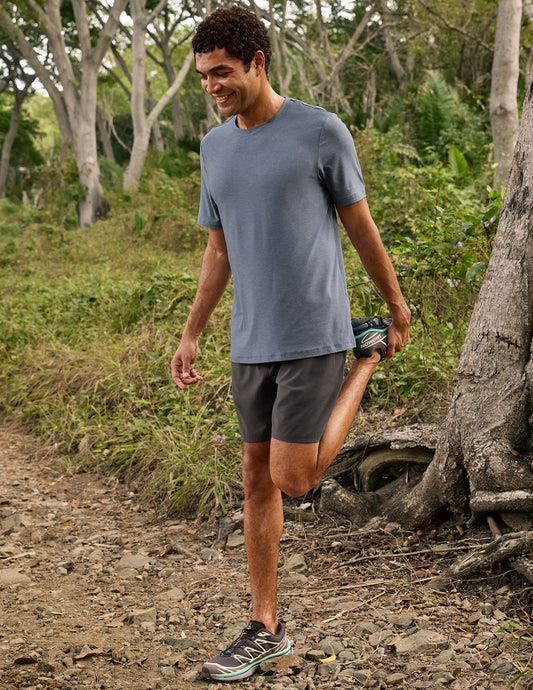 Men's Shadow Blue Featherlight Crew Neck Tee - Ultimate Comfort & Style