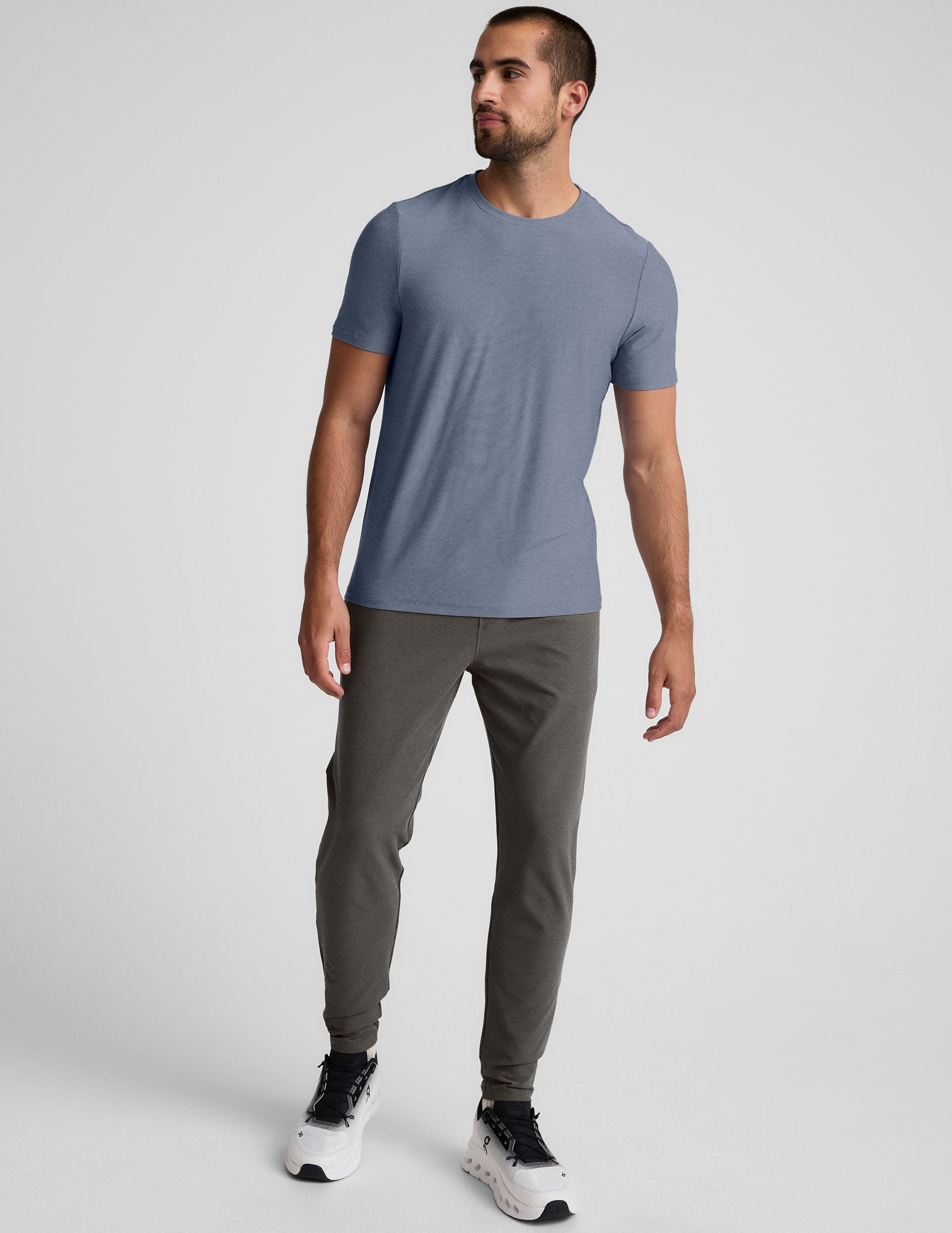 Men's Shadow Blue Featherlight Crew Neck Tee - Ultimate Comfort & Style