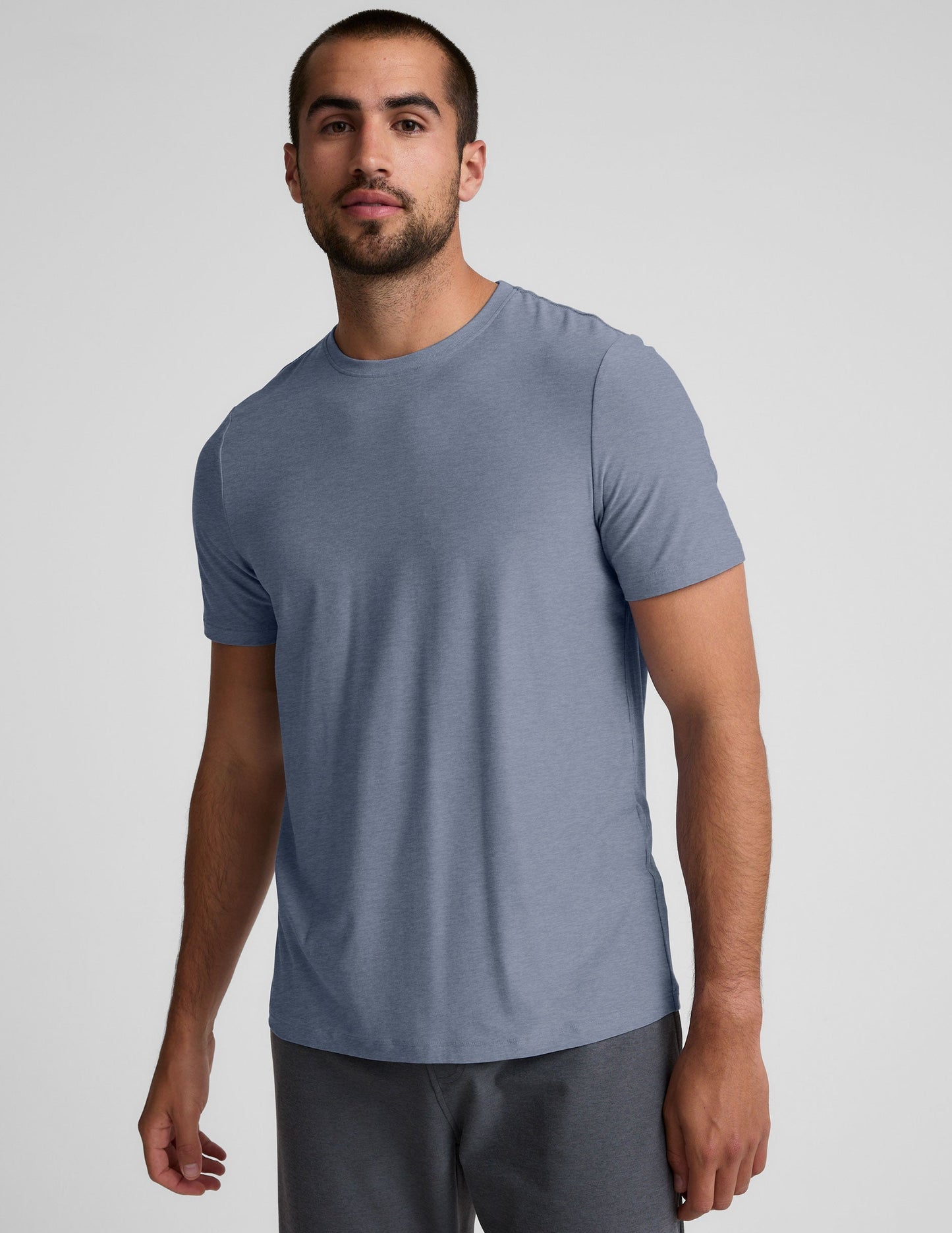 Men's Shadow Blue Featherlight Crew Neck Tee - Ultimate Comfort & Style