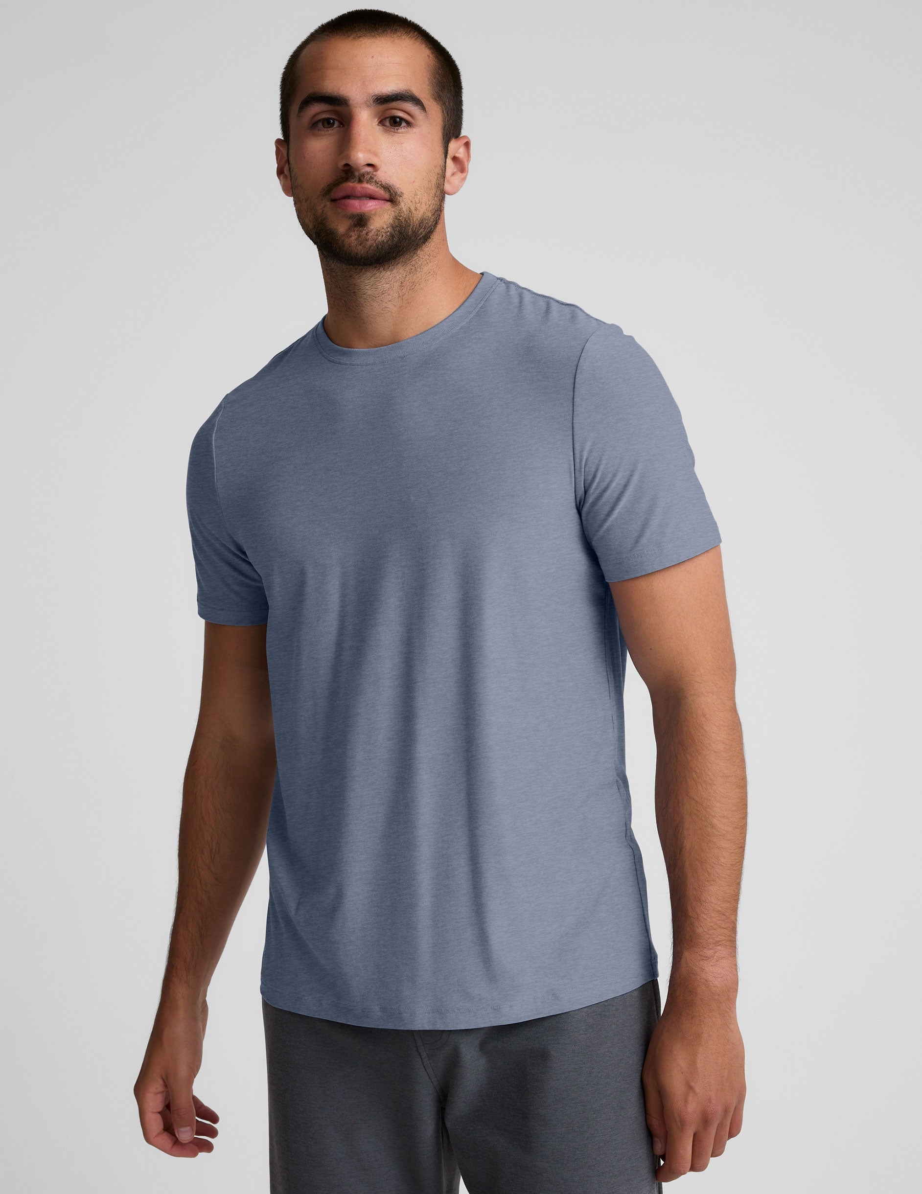 Men's Shadow Blue Featherlight Crew Neck Tee - Ultimate Comfort & Style