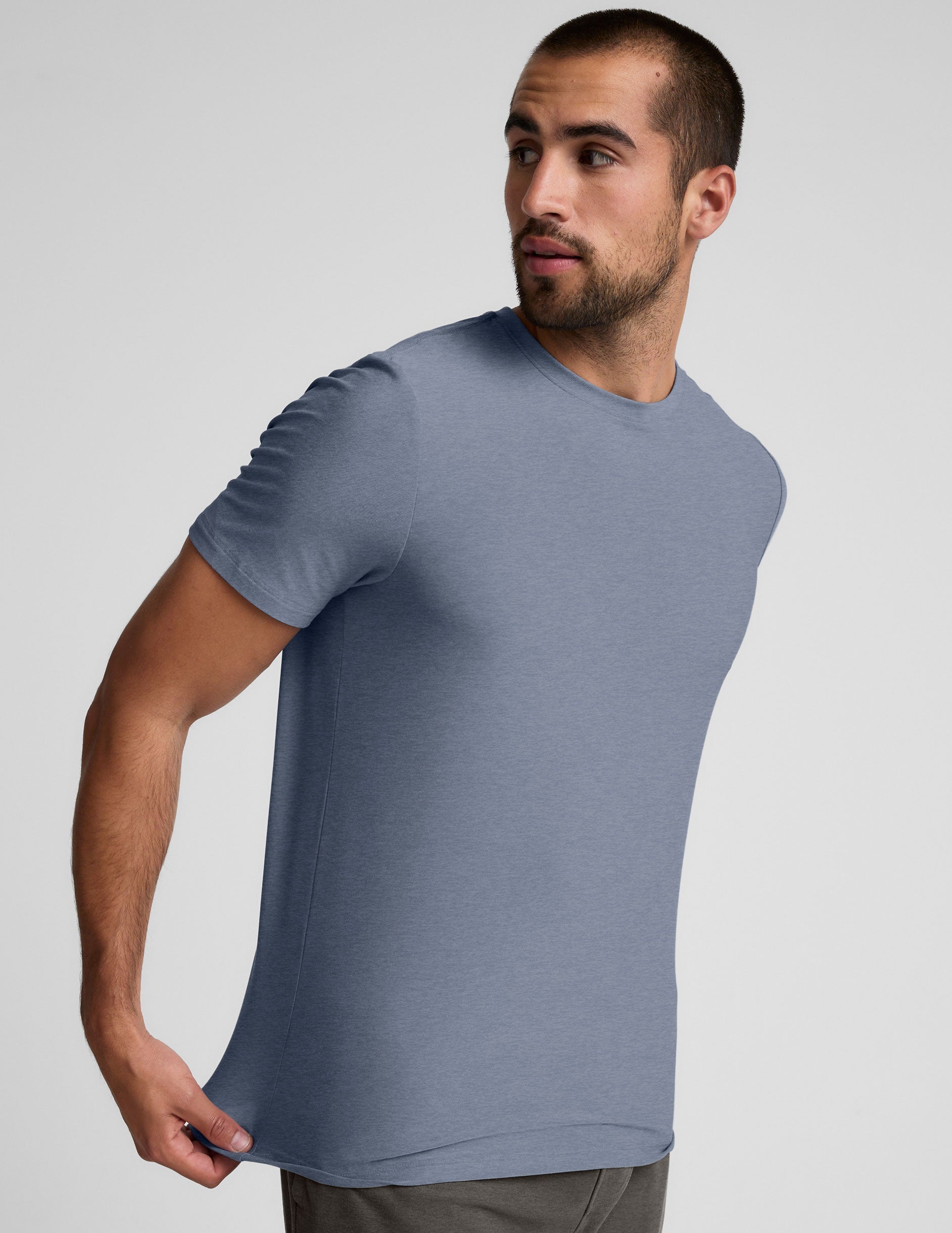 Men's Shadow Blue Featherlight Crew Neck Tee - Ultimate Comfort & Style