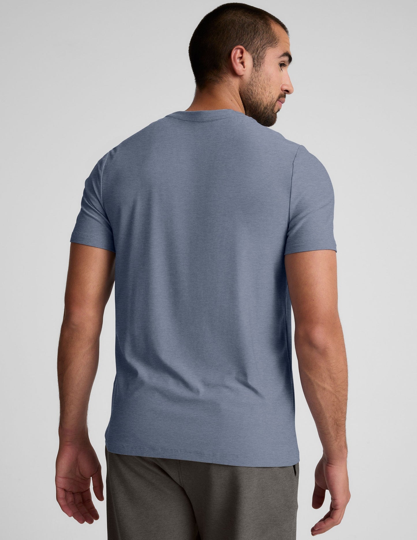 Men's Shadow Blue Featherlight Crew Neck Tee - Ultimate Comfort & Style
