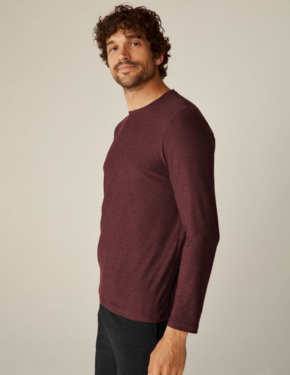 Men's Ultra-Soft Long Sleeve Crew Neck Tee, Ribbed Trim, Everyday Activewear