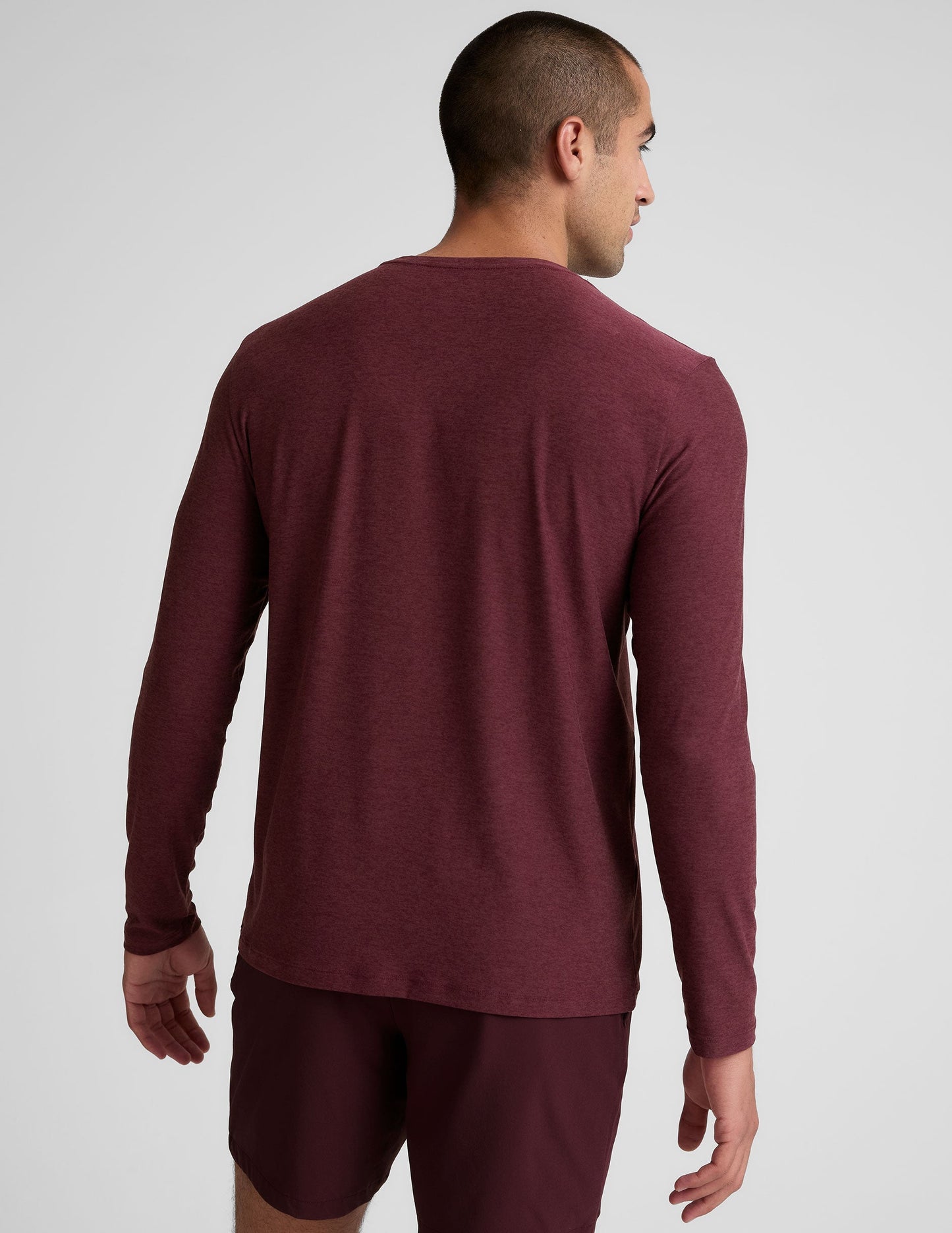 Men's Rib-Trimmed Long Sleeve Crew Neck Shirt - Lightweight Active Comfort