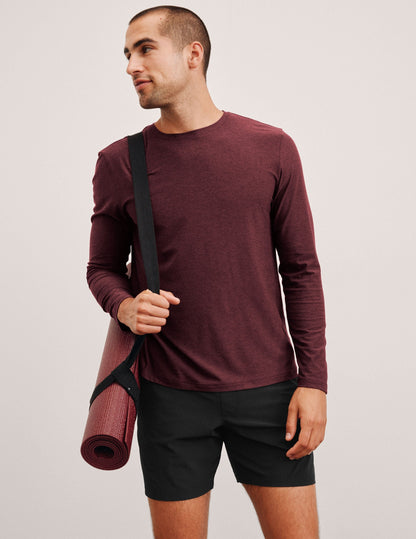 Men's Rib-Trimmed Long Sleeve Crew Neck Shirt - Lightweight Active Comfort