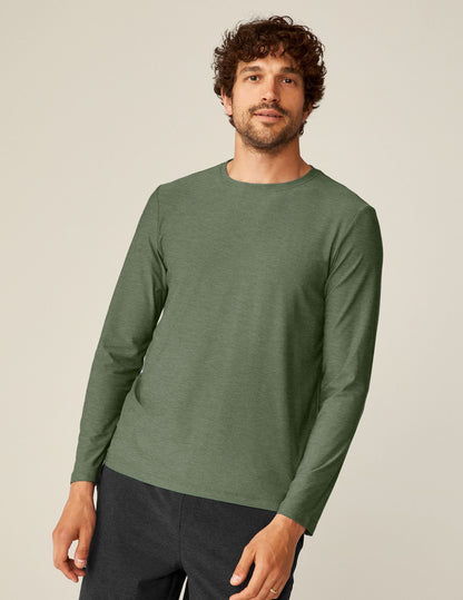 Men's Always Beyond Featherweight Long Sleeve Crew 2.0 Heather Green Performance Shirt