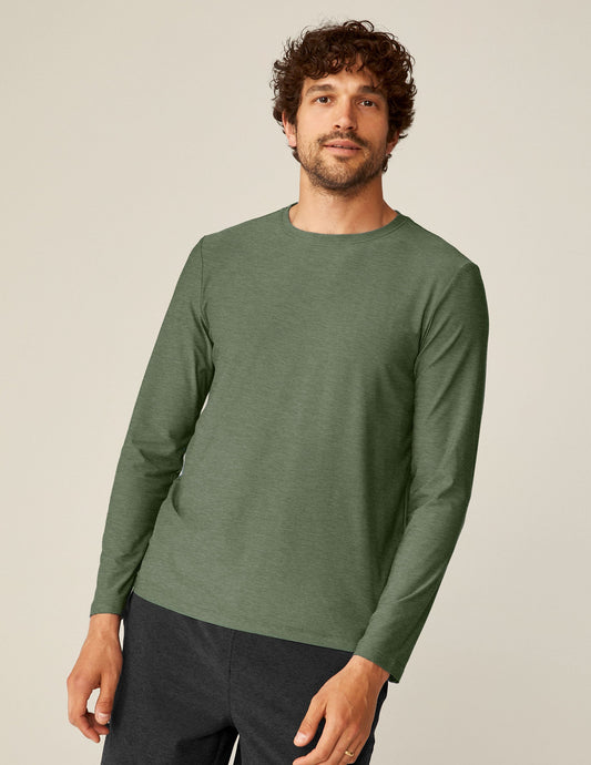 Men's Always Beyond Featherweight Long Sleeve Crew 2.0 Heather Green Performance Shirt