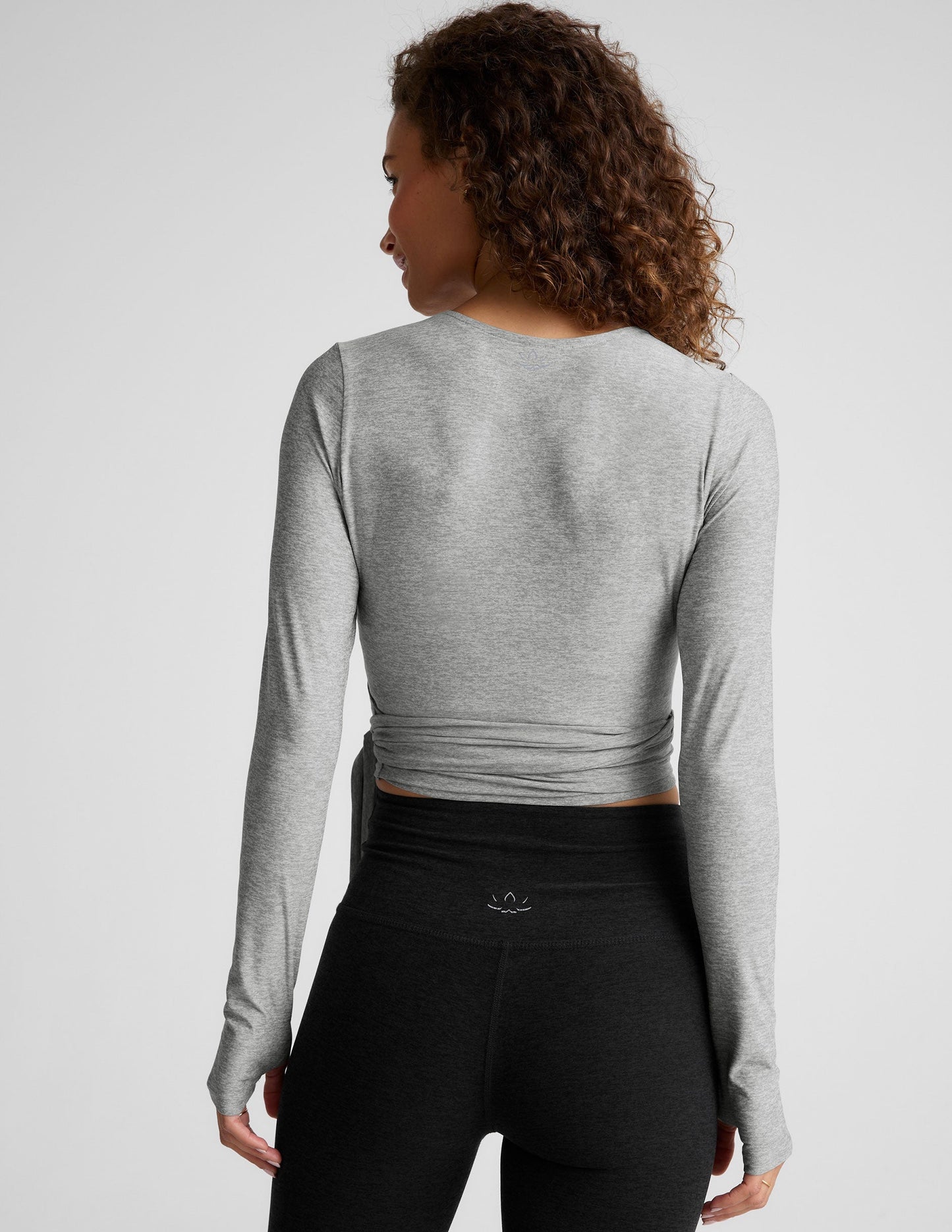 Featherweight Spacedye Moisture-Wicking Wrap Top with Thumbholes for Active Comfort