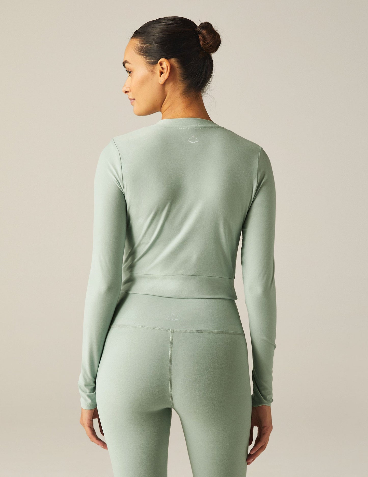 Soft Featherweight Cropped Long Sleeve Pullover with Stylish Front Crossover Detail