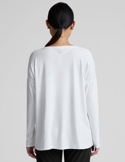 Featherweight Soft Cloud White Long Sleeve Maternity Top for Ultimate Comfort