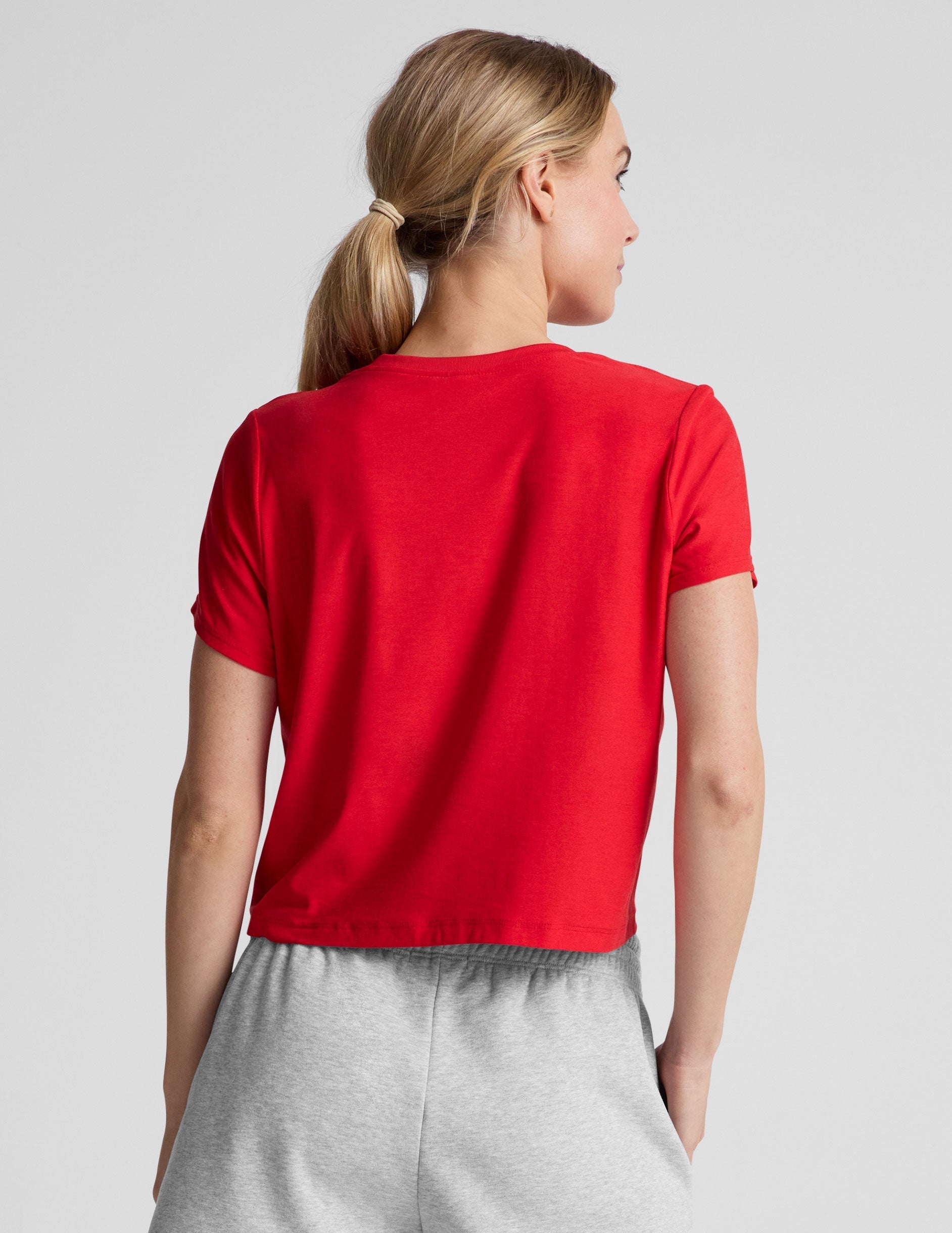 Featherweight Supreme Cropped Tee: Loose Fit, Scoop Neck, Candy Apple Red Comfort