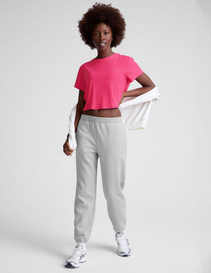 Featherweight Supreme Cropped Tee: Loose Fit, Scoop Neck, Vivid Pink Heather