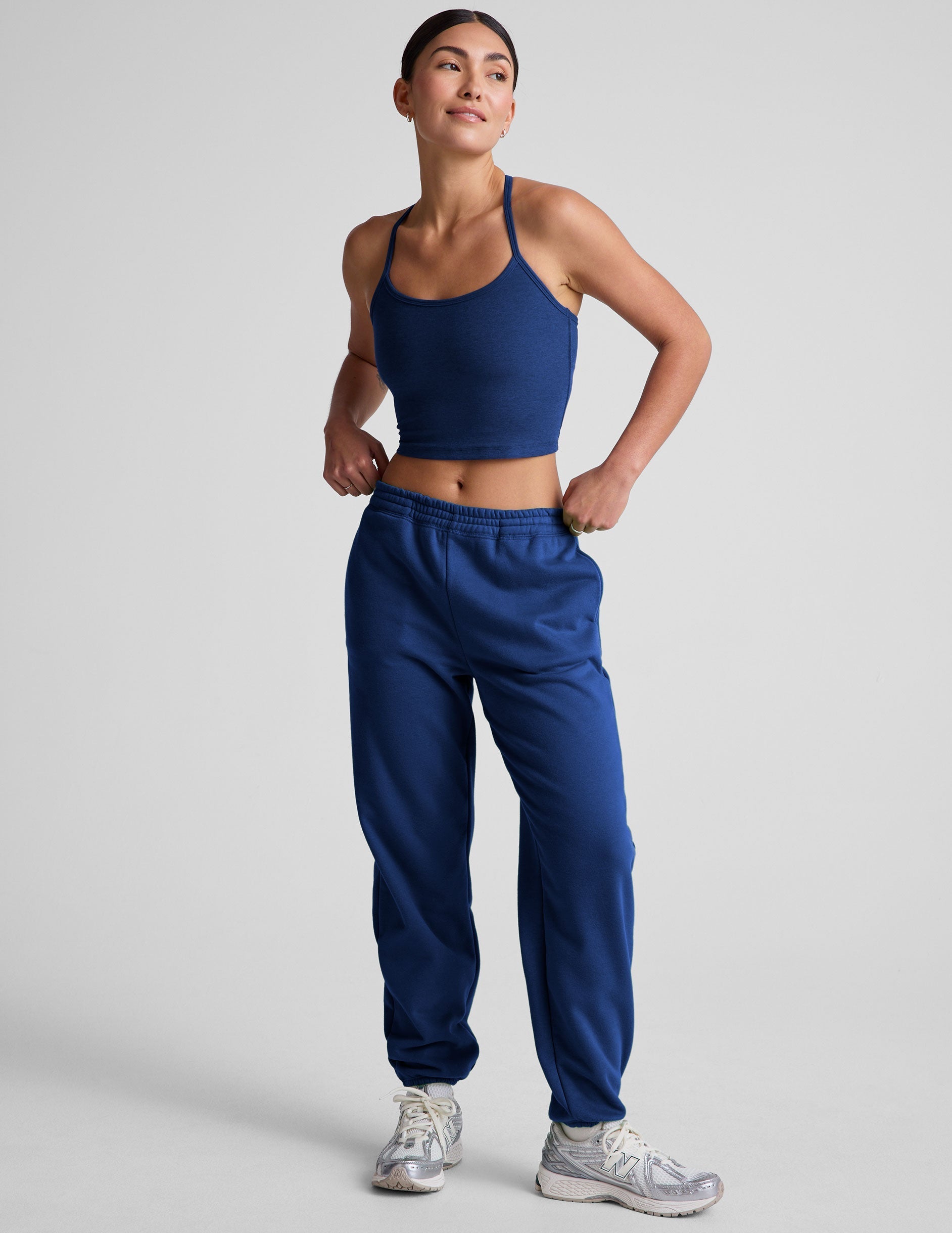 Luxurious Marine Blue Fleece Jogger Sweatpants for Ultimate Comfort & Style