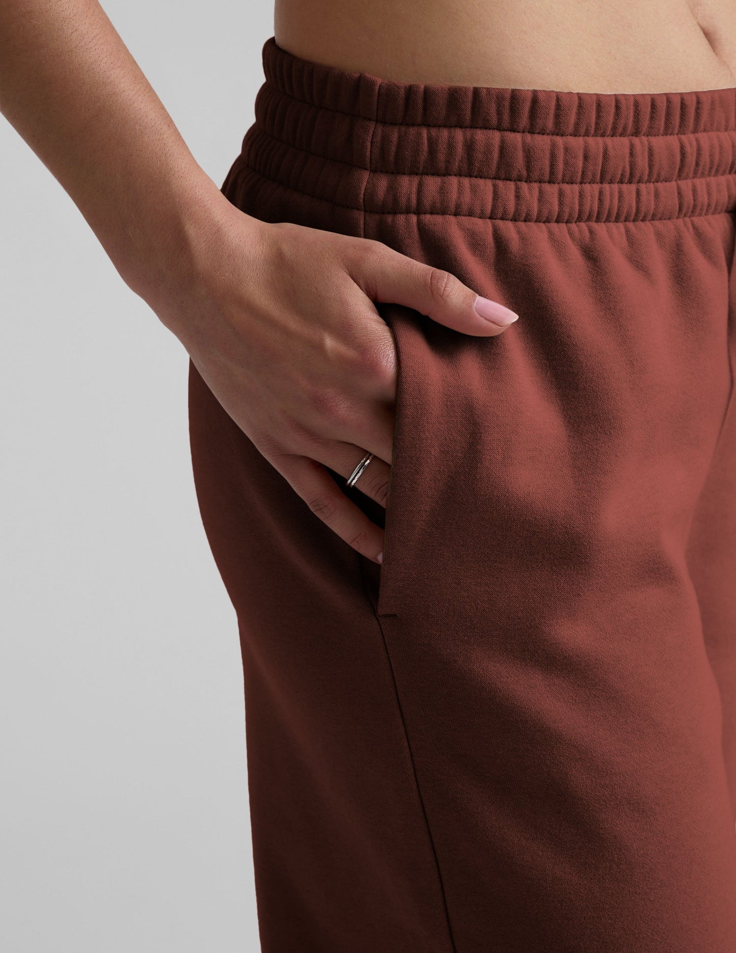 Cozy LuxeFleece Side Slit Wide Leg Sweatpants with Drawcord Mid-Rise Waist