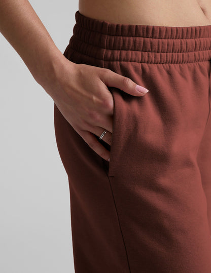 Cozy LuxeFleece Side Slit Wide Leg Sweatpants with Drawcord Mid-Rise Waist