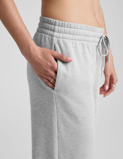 Luxurious LuxeFleece Mid-Rise Wide Leg Sweatpants with Elegant Side Slits
