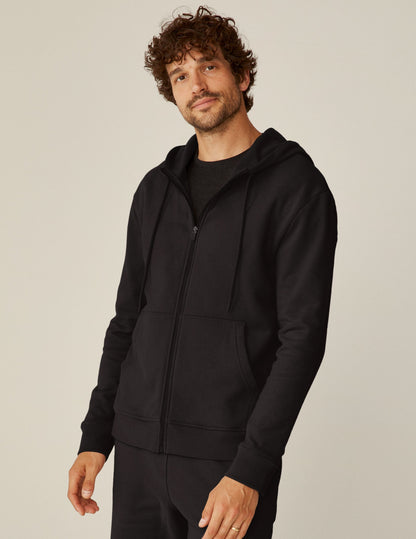 Premium Black LuxeFleece Zip-Up Hoodie: Universal Comfort, Effortless Style for All