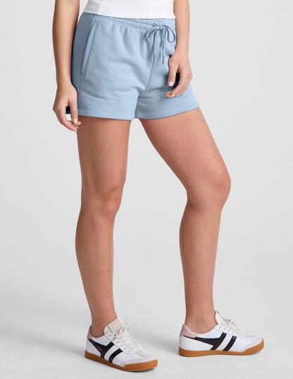 Luxurious LuxeFleece Mid-Rise Sweat Shorts: Ultimate Comfort, Relaxed Fit, Blue Zen