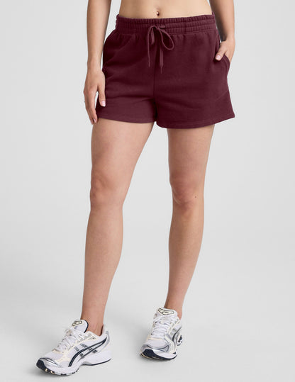 LuxeFleece Mid-Rise Sweat Shorts: Plush Comfort, 3.5-inch Inseam, Pockets