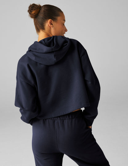 LuxeFleece Happiness Cropped Hoodie: Ultra-Soft Relaxed Fit Women's Active Lounge Top