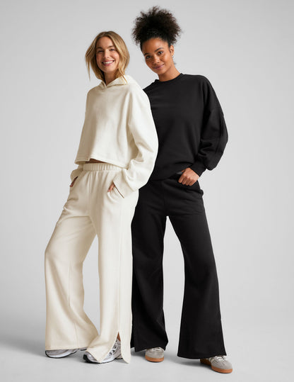 Cozy LuxeFleece Happiness Cropped Hoodie: Soft, Relaxed Fit, Dropped Shoulder Style