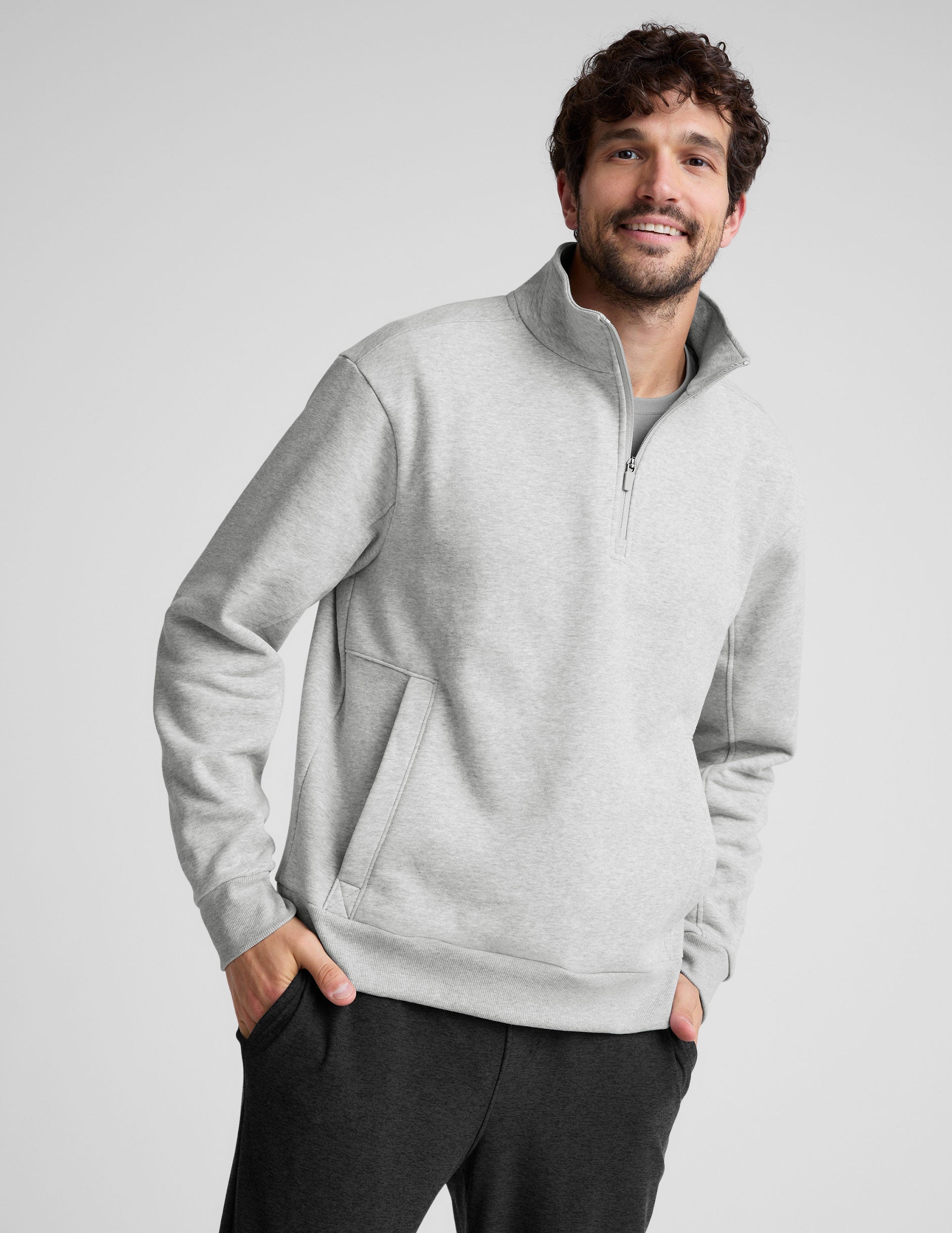 Men's Cozy Quarter-Zip Pullover: Versatile, Warm, Stylish, with Kangaroo Pocket