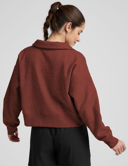 Luxurious LuxeFleece Collared Sweatshirt: Ultra-Soft, Cropped, Relaxed Fit Comfort