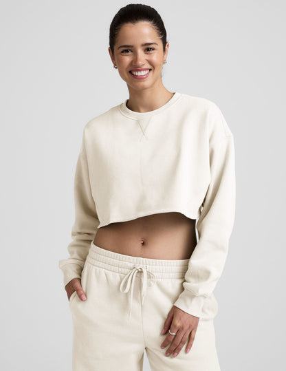 Ultra-Cropped LuxeFleece Boxy Pullover Sweatshirt for Supreme Comfort and Style