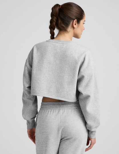 Luxurious LuxeFleece Cropped Boxy Pullover Sweatshirt - Soft Heather Gray Comfort