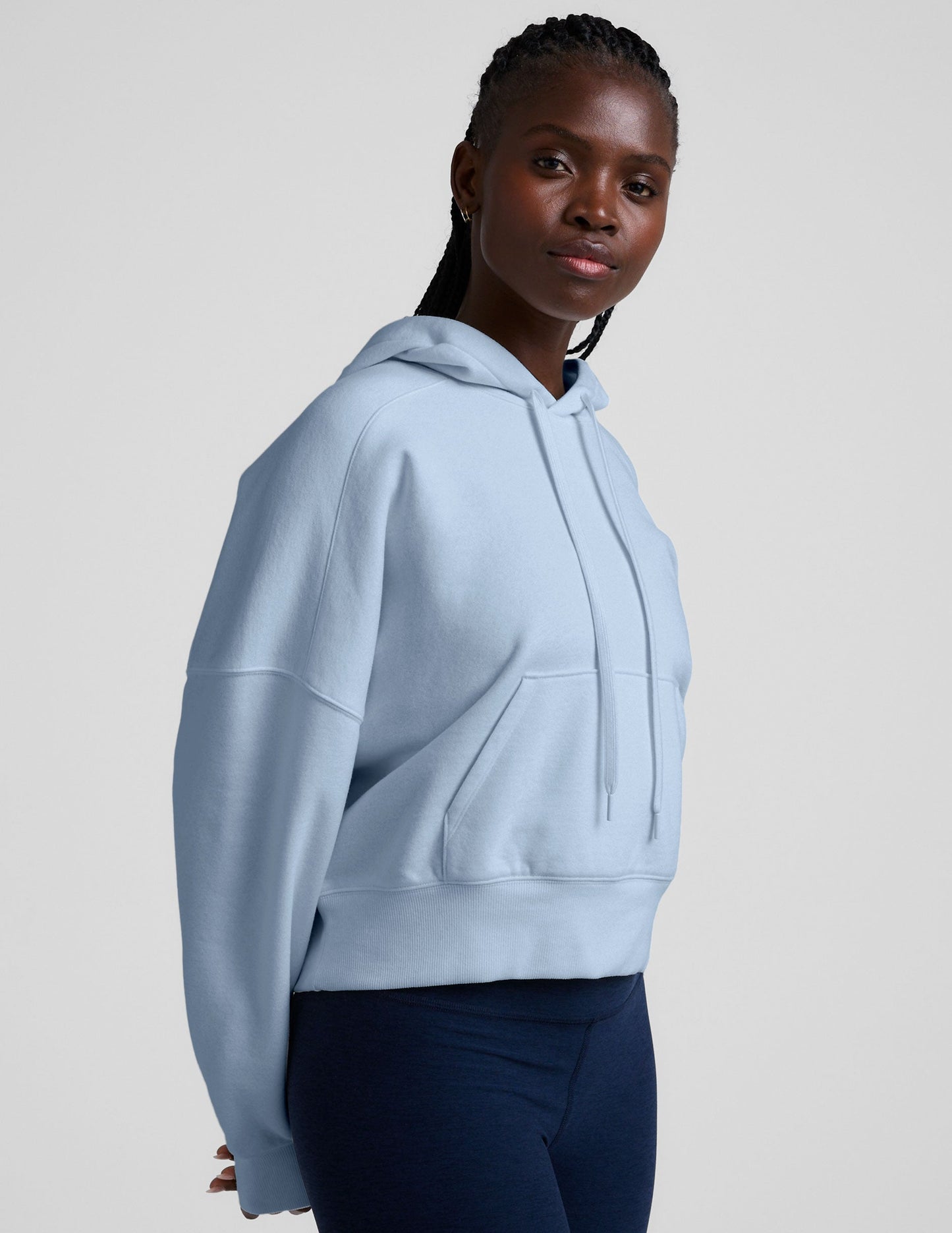 LuxeFleece Cropped Hoodie: Cozy Comfort, Thumbholes, Kangaroo Pocket, Relaxed Fit