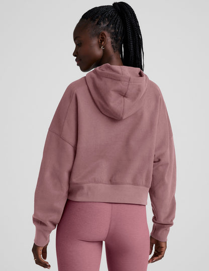 LuxeFleece Cropped Hoodie: Cozy Relaxed Fit with Thumbholes & Kangaroo Pocket