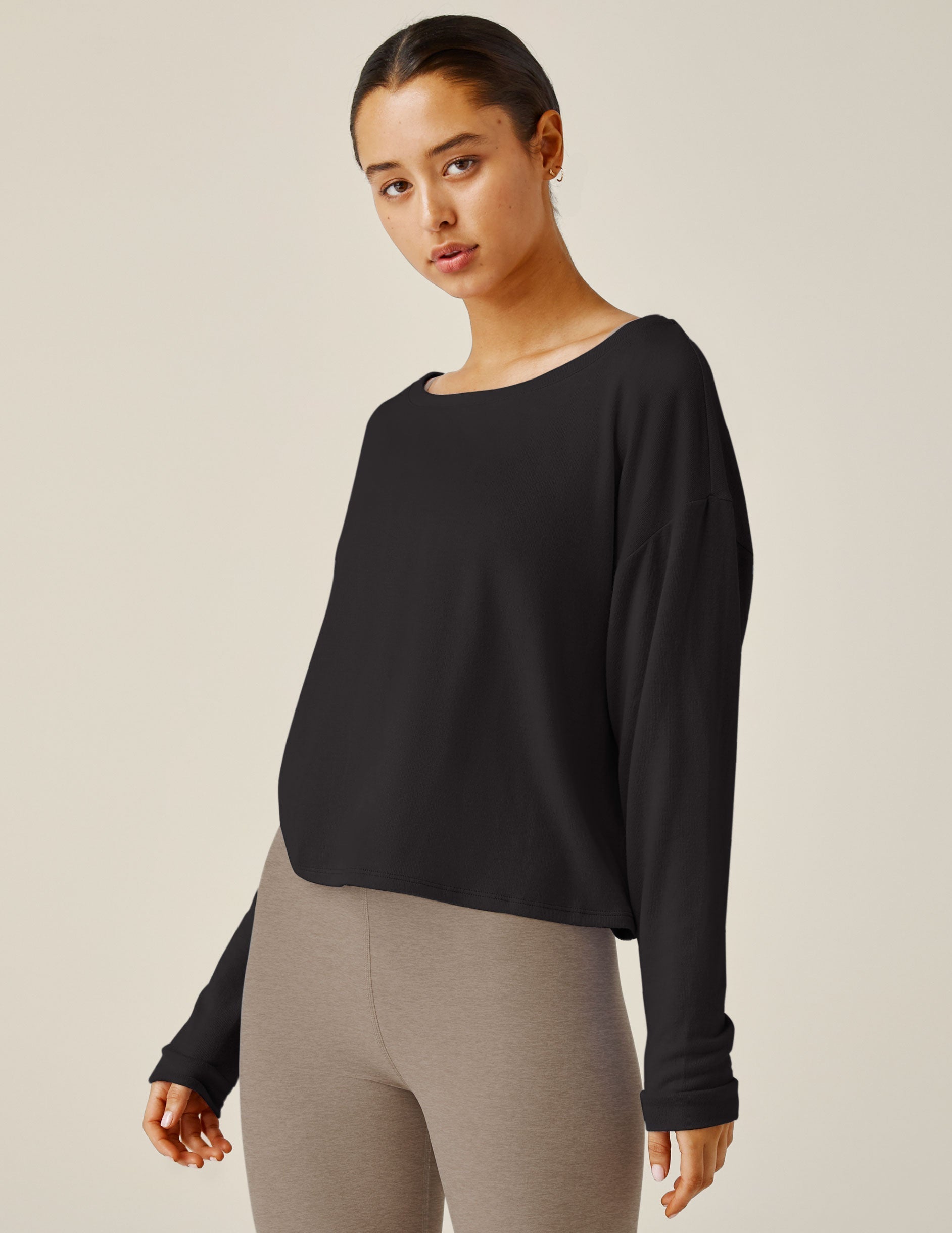 Beyond Yoga Let Loose Pullover: Luxe Softness, Wide Scoop Neck, Relaxed Fit Top