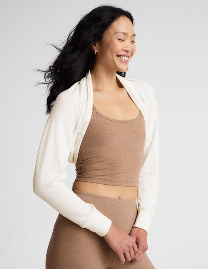 Luxurious Convertible Shrug: Soft Knit Lounger, Open-Front Long Sleeve Cardigan
