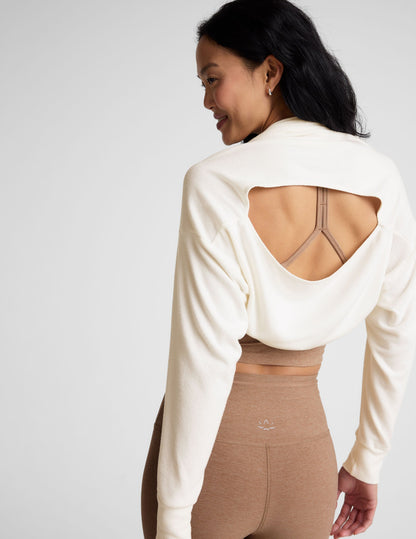 Luxurious Convertible Shrug: Soft Knit Lounger, Open-Front Long Sleeve Cardigan