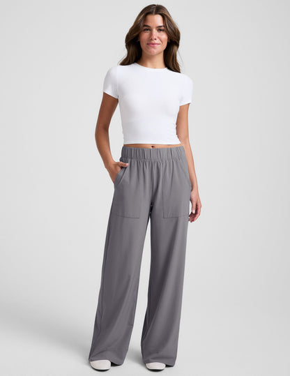 Cloud Gray Easy Flowy Wide Leg Pants: Soft, Comfortable, and Stylish