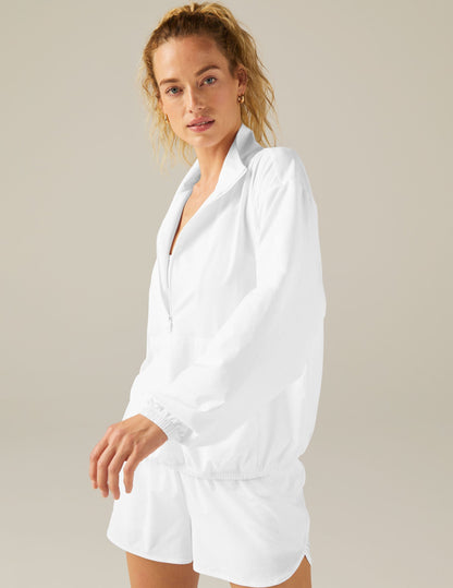 Lightweight True White Half-Zip Pullover for Comfort and Active Style