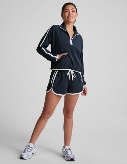 Women's Half-Zip Stretch Woven Pullover: Moisture-Wicking, UV Protection, Kangaroo Pocket