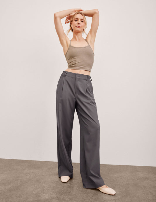 Comfortable Mid-Rise Wide Leg Trousers for Women, Perfect for Travel & Work
