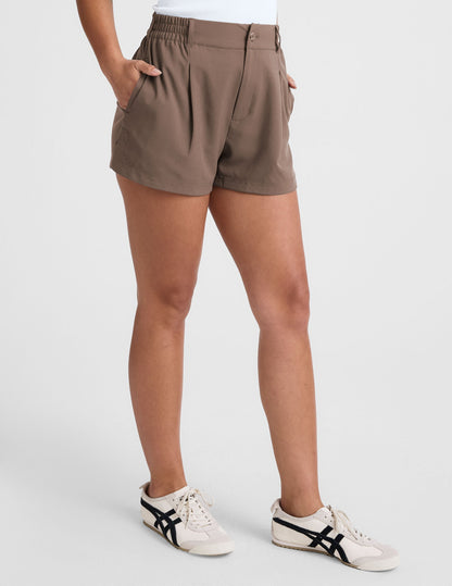 Comfortable Women's Flowy Tailored Shorts: Elastic Waistband, Pockets, JetStretch Fabric