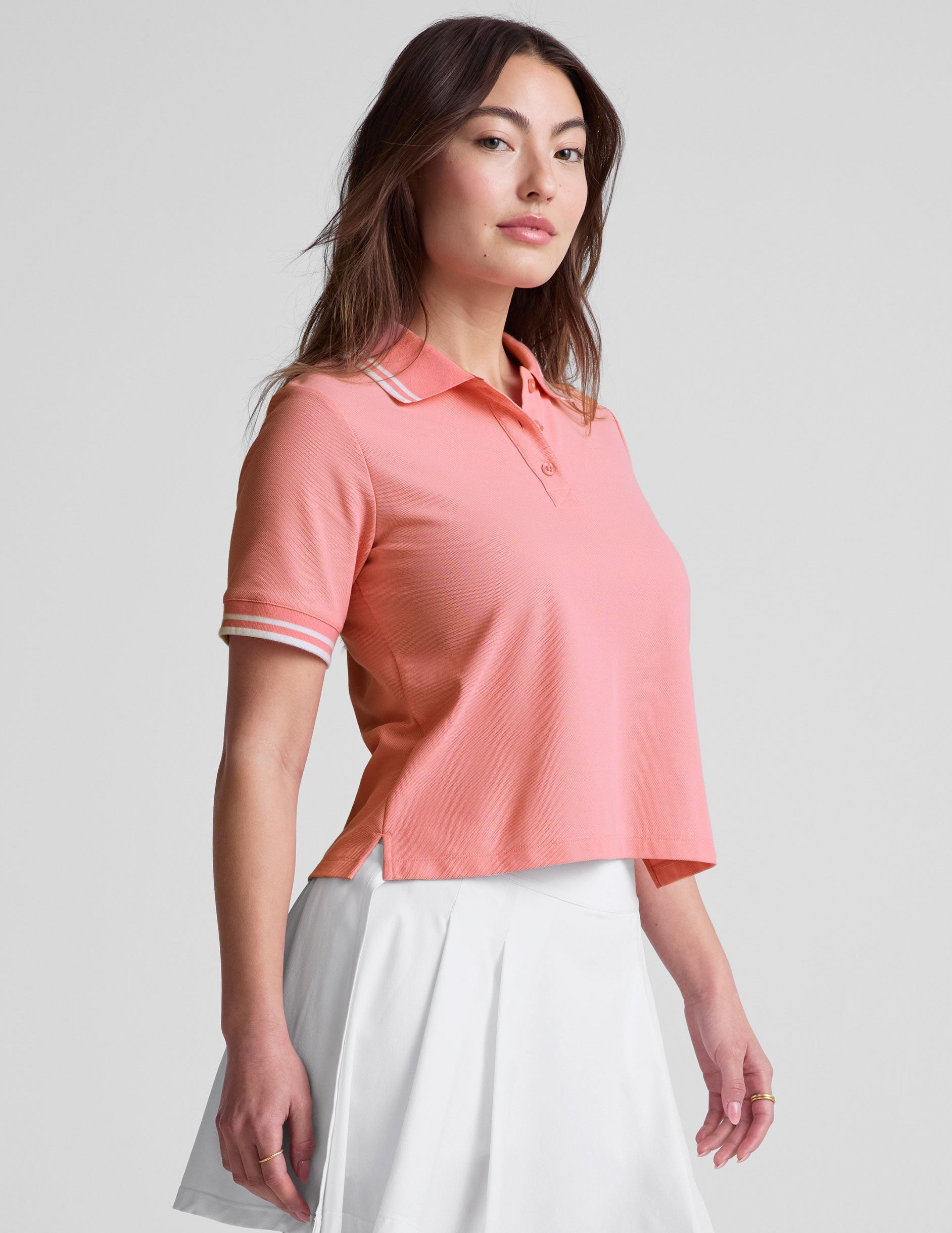 Performance Polo Tee: Moisture-Wicking, Rib Collar, Button Placket, Side Slits