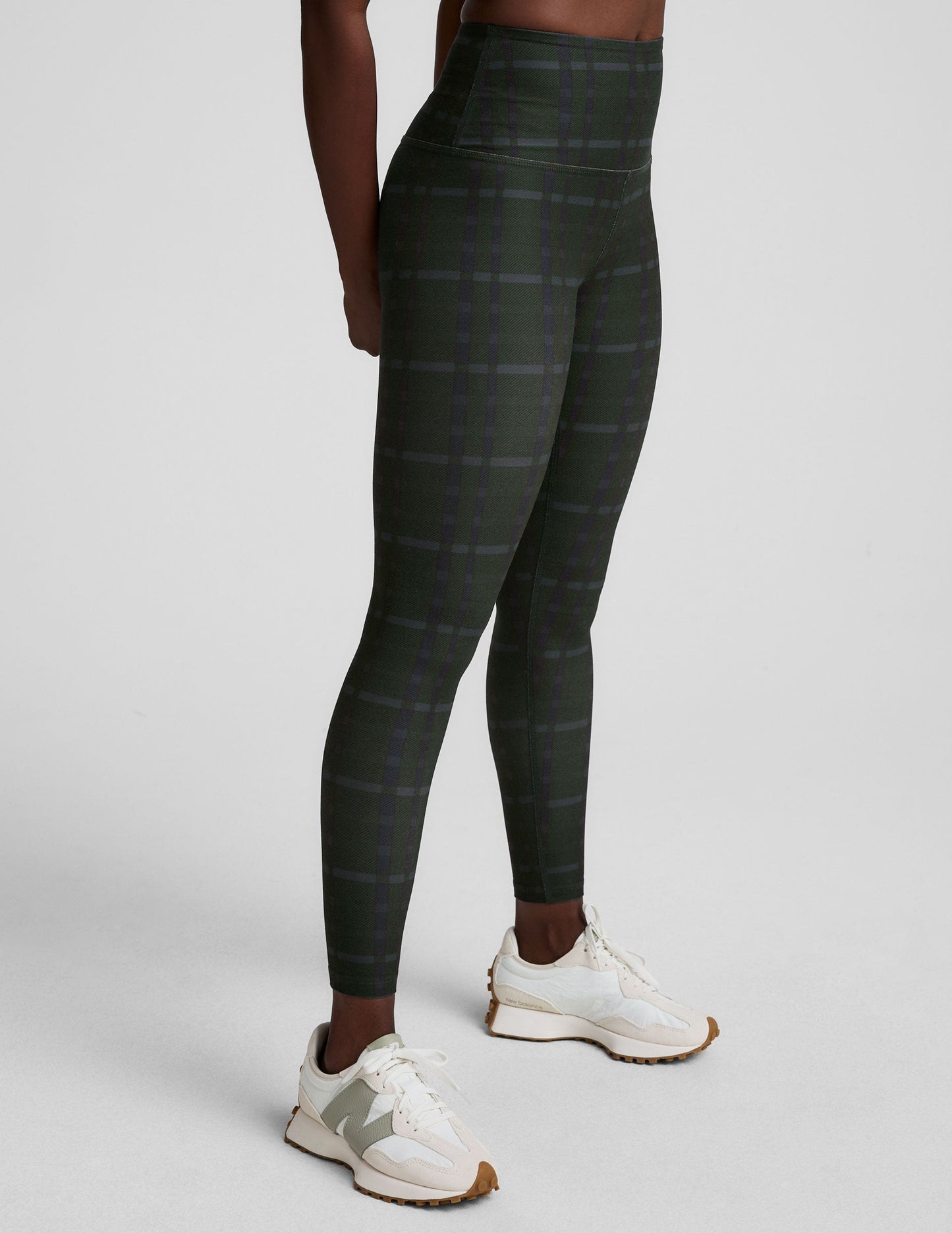SoftMark High-Waisted Midi Leggings: Buttery Soft, Moisture-Wicking Plaid Print Comfort
