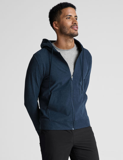 Men's Performance Full-Zip Hoodie: Soft Spacedye Fabric, Versatile Activewear, Nocturnal Navy