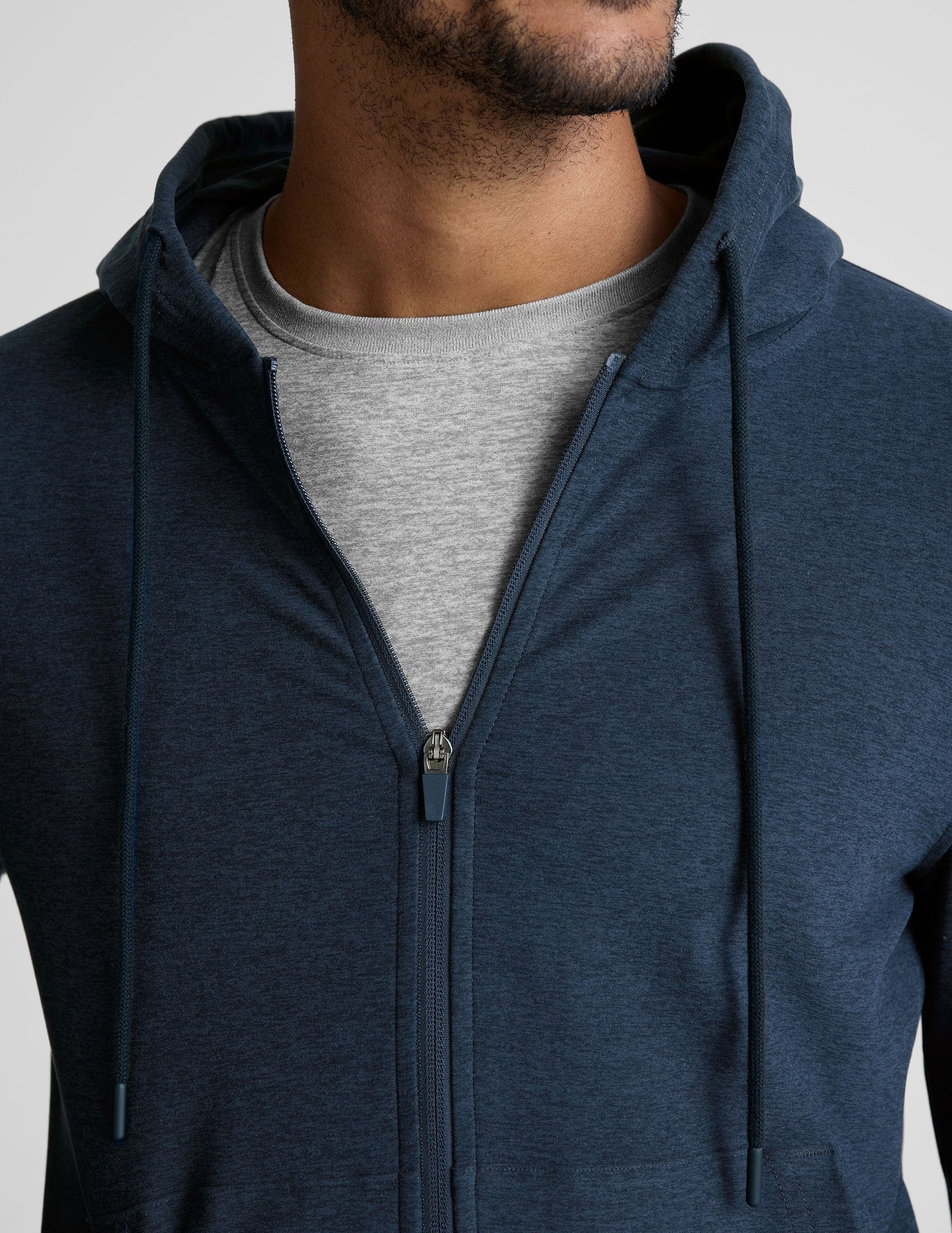 Men's Performance Full-Zip Hoodie: Soft Spacedye Fabric, Versatile Activewear, Nocturnal Navy