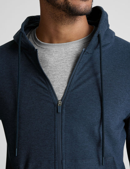 Men's Performance Full-Zip Hoodie: Soft Spacedye Fabric, Versatile Activewear, Nocturnal Navy
