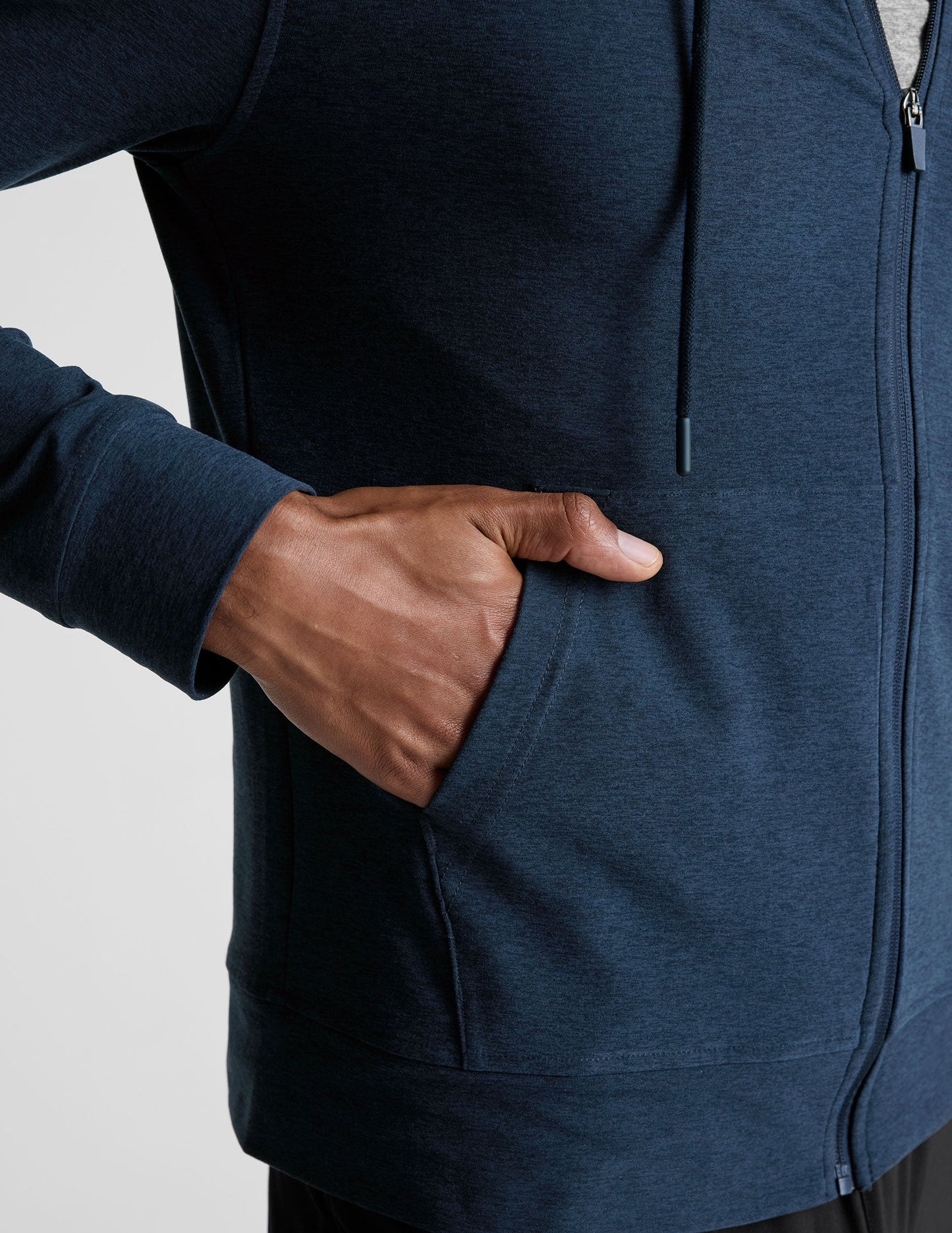 Men's Performance Full-Zip Hoodie: Soft Spacedye Fabric, Versatile Activewear, Nocturnal Navy