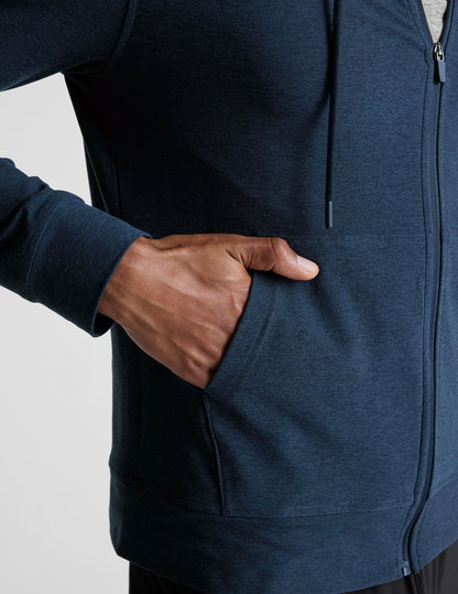 Men's Performance Full-Zip Hoodie: Soft Spacedye Fabric, Versatile Activewear, Nocturnal Navy