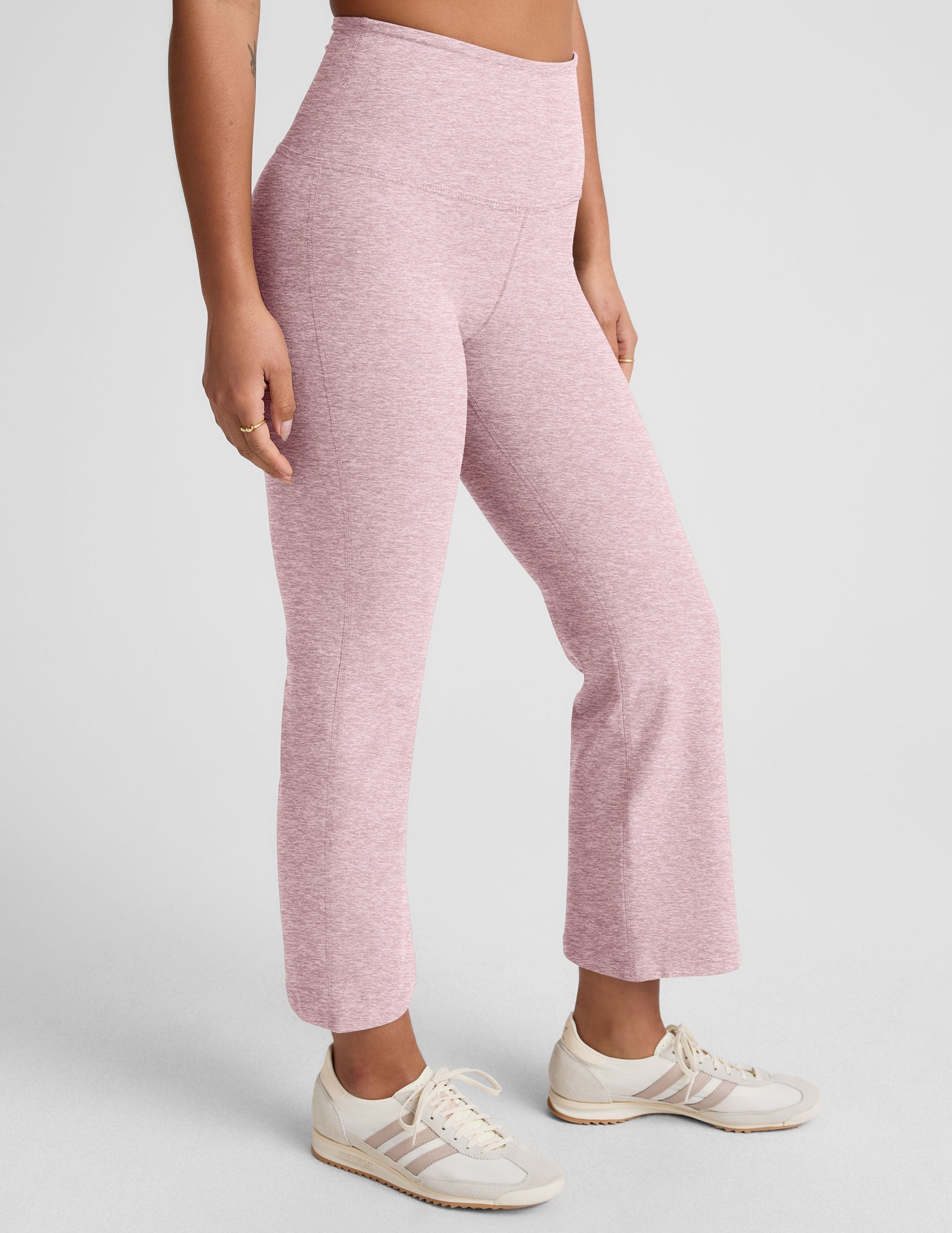 Playful High-Waisted Spacedye Cropped Flare Pants for Active Lifestyles