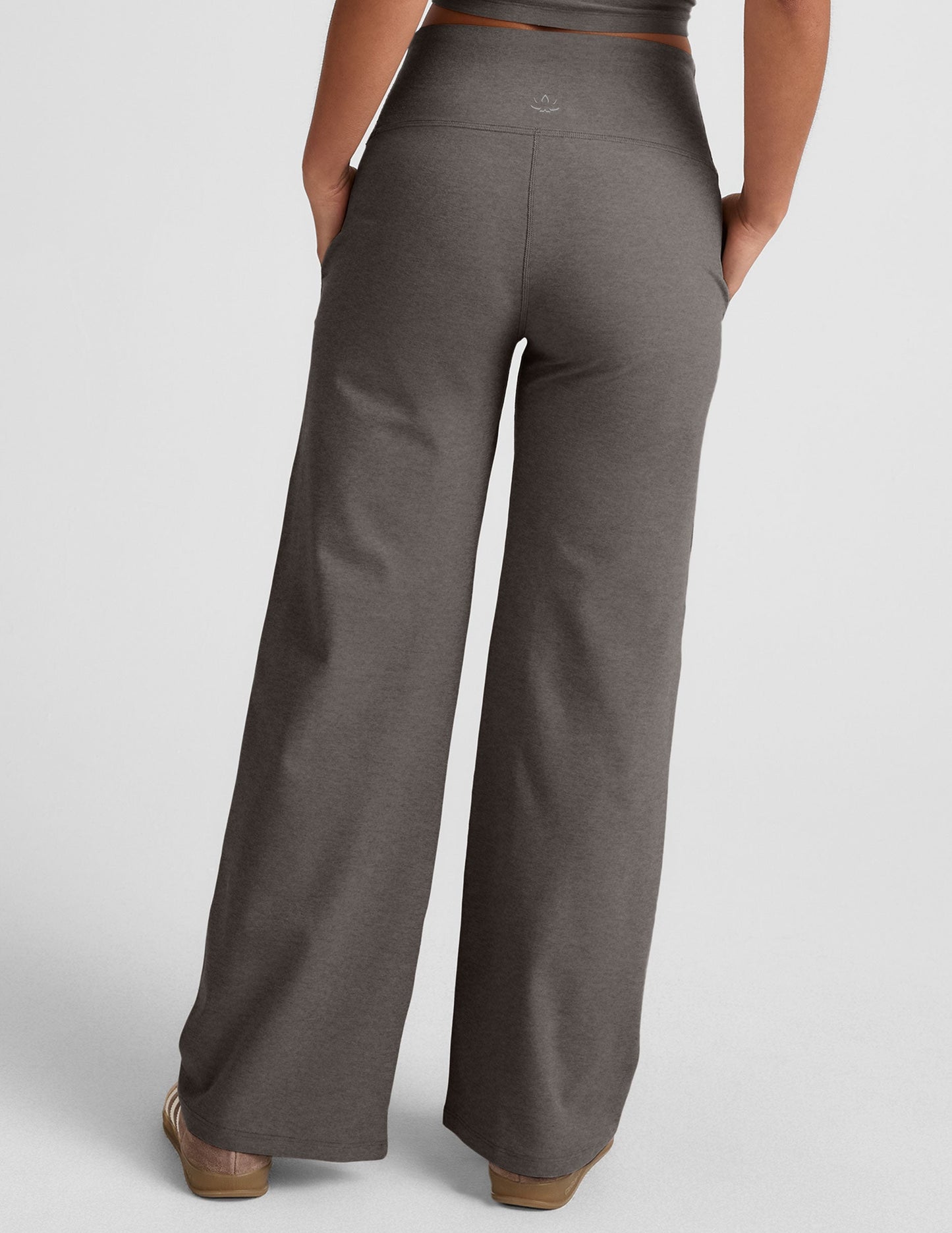 Ultra-Comfy Spacedye Wide Leg Pants: High-Waisted, Pockets, True Gray Heather