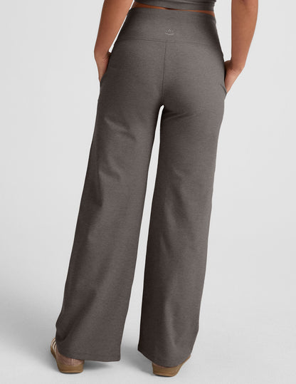 Ultra-Comfy Spacedye Wide Leg Pants: High-Waisted, Pockets, True Gray Heather