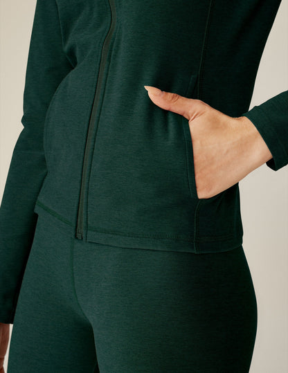Spacedye Performance Fabric Mock Neck Zip-Up Jacket with Inseam Pockets